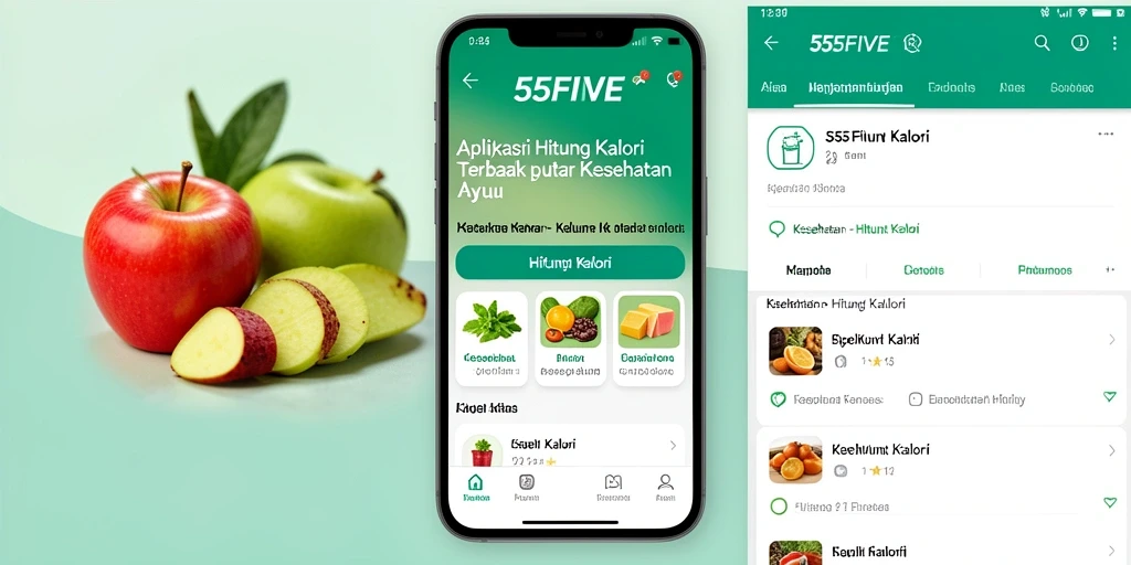 Antarmuka intuitif 55FIVE untuk menghitung kalori dengan mudah.