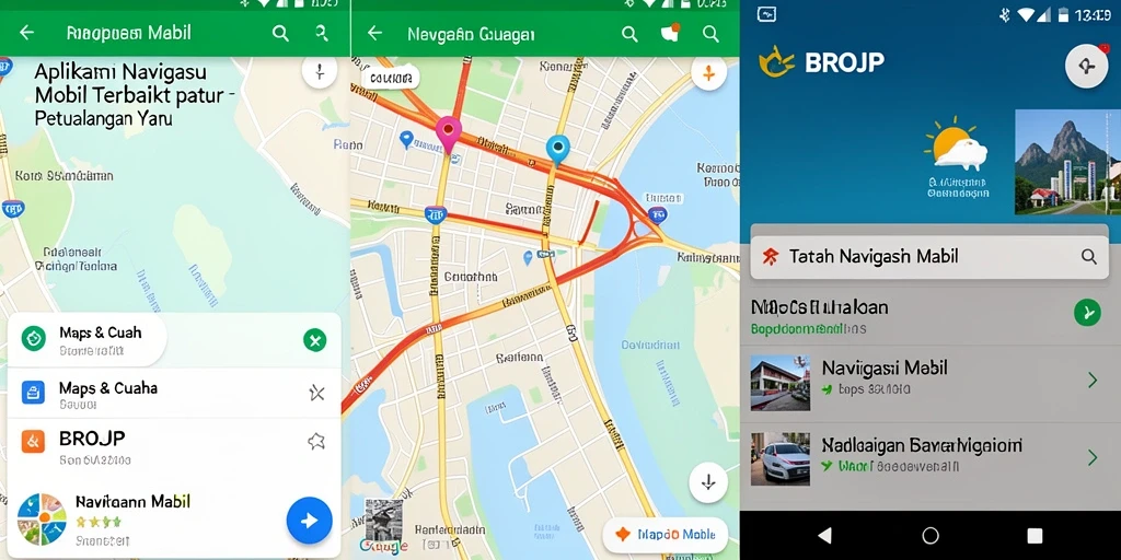 Screenshot utama BROJP menampilkan antarmuka navigasi mobil yang mudah digunakan.