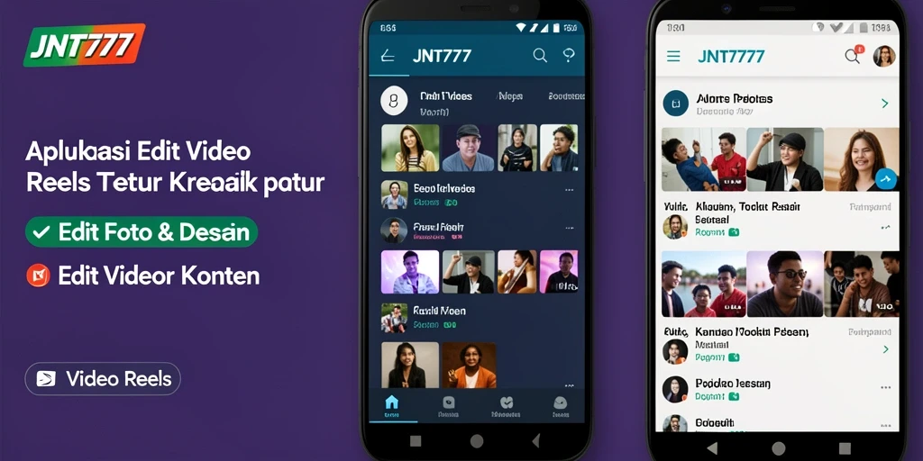 Antarmuka aplikasi JNT777 untuk Edit Video Reels yang menarik.