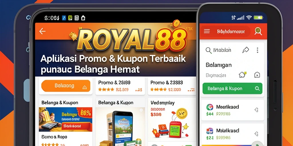 Tampilan antarmuka aplikasi ROYAL88 dengan berbagai kupon menarik.