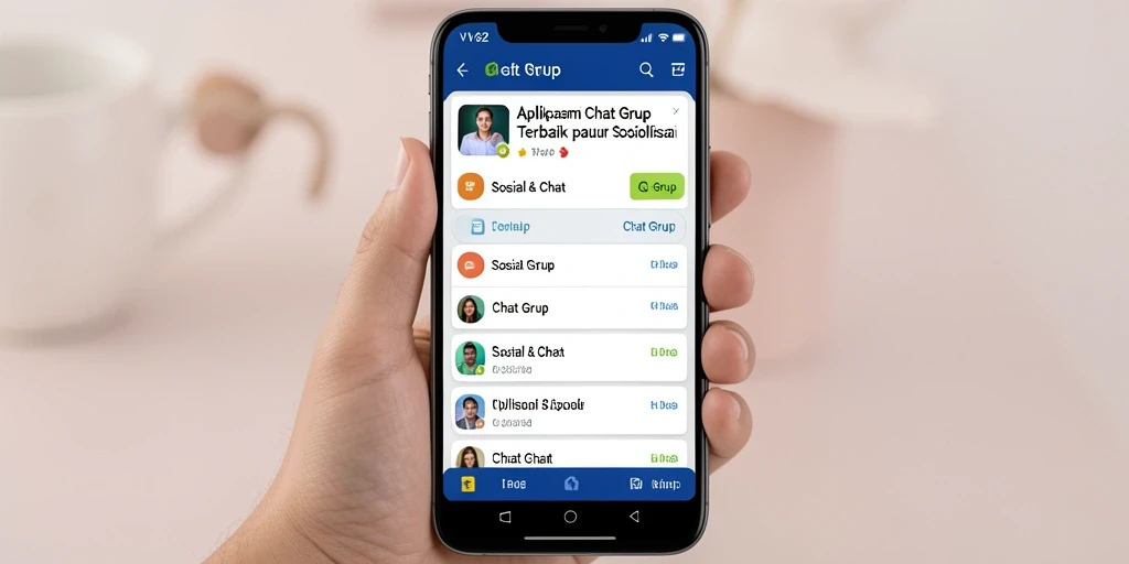 Antarmuka aplikasi VV62 menampilkan grup chat yang interaktif dan menarik.