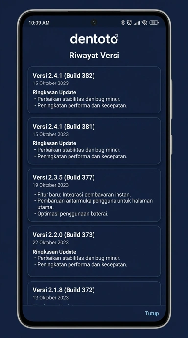 Riwayat Versi Aplikasi Dentoto untuk Android